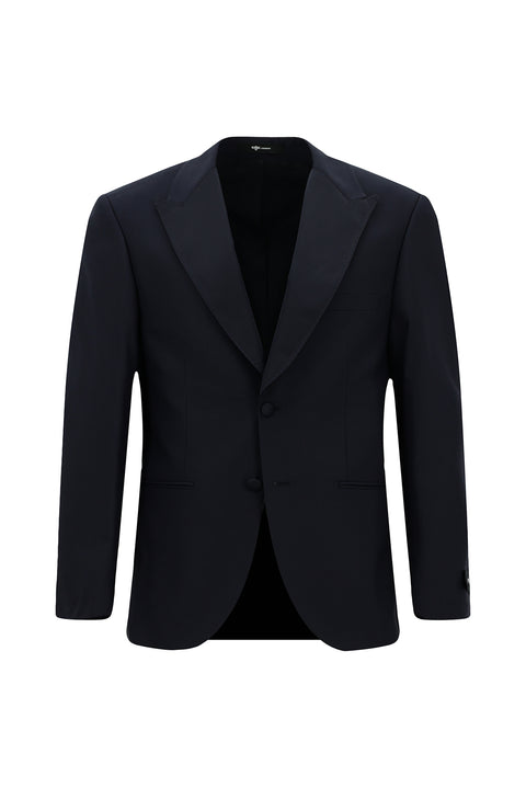 Dark Navy 4-Drop Relaxed Fit Comfortable Cut Pointed Lapel Tuxedo & Groom Suit
