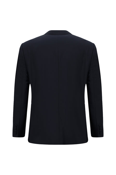 Dark Navy 4-Drop Relaxed Fit Comfortable Cut Pointed Lapel Tuxedo & Groom Suit