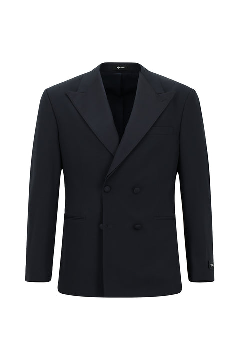 Dark Navy 6 Drop Regular Fit Standard Cut Pointed Lapel Double-Breasted Tuxedo & Groom Suit