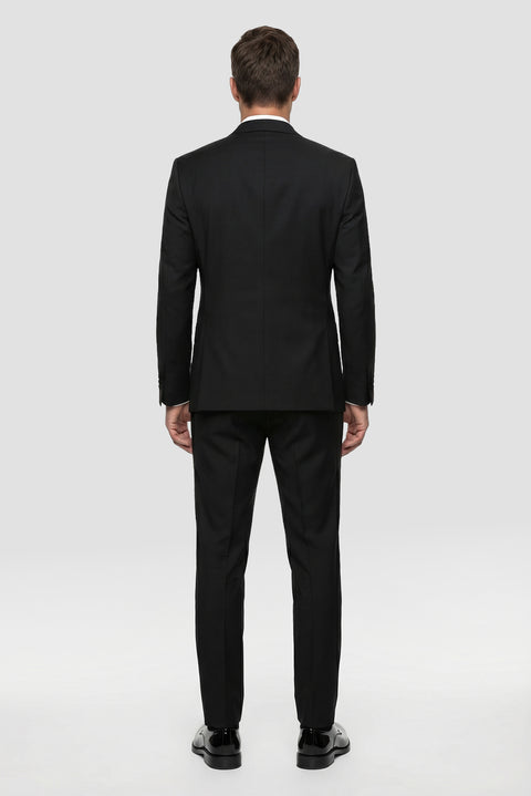 Black 6 Drop Verona Soft Oversize Fit Slightly Oversize Cut Pointed Collar Double-Breasted Tuxedo & Groom Suit
