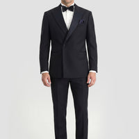 Dark Navy 6 Drop Verona Soft Oversize Fit Slightly Oversize Cut Pointed Collar Double-Breasted Tuxedo & Groom Suit