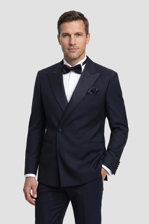 Dark Navy 6 Drop Verona Soft Oversize Fit Slightly Oversize Cut Pointed Collar Double-Breasted Tuxedo & Groom Suit
