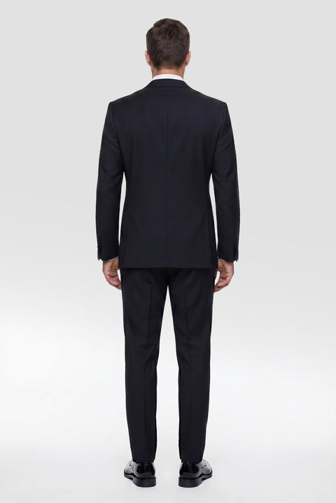 Dark Navy 6 Drop Verona Soft Oversize Fit Slightly Oversize Cut Pointed Collar Double-Breasted Tuxedo & Groom Suit
