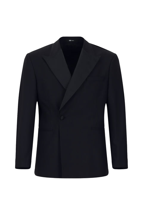 Dark Navy 6 Drop Verona Soft Oversize Fit Slightly Oversize Cut Pointed Collar Double-Breasted Tuxedo & Groom Suit