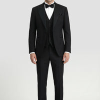 Black 7 Drop Slim Fit Narrow Cut Pointed Collar Vest Tuxedo & Groom Suit