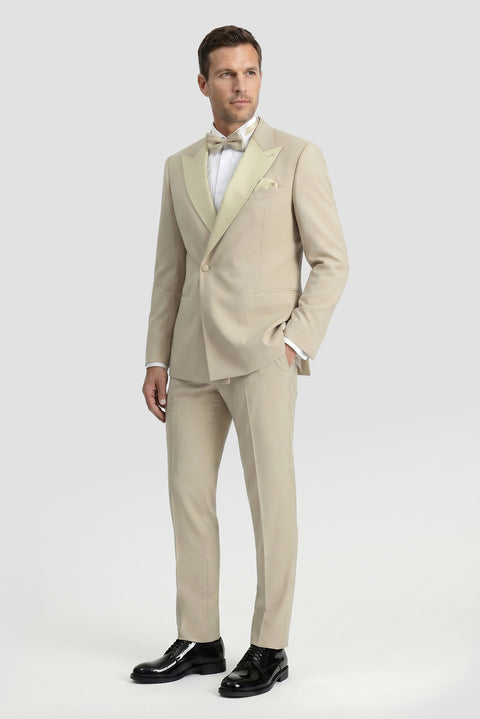 Sand 6 Drop Verona Soft Oversize Fit Slightly Oversize Cut Pointed Collar Double-Breasted Tuxedo & Groom Suit