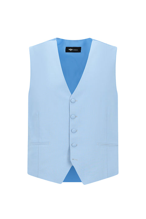 Light Blue 7 Drop Slim Fit Narrow Cut Pointed Collar Vest Tuxedo & Groom Suit
