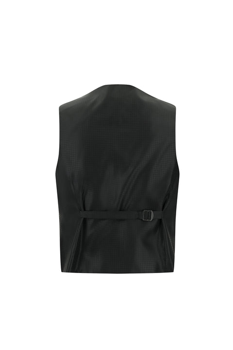 Black 7 Drop Slim Fit Narrow Cut Pointed Collar Vest Wool Tuxedo & Groom Suit