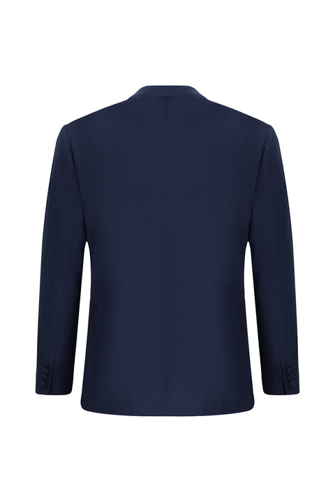 Dark Navy Oversize Extra Relaxed Fit Pointed Collar Double-Breasted Linen Tuxedo & Groom Suit
