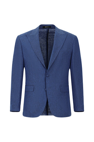  Orta Lacivert 6 Drop Regular Fit Standart Kesim Sivri Yaka Keten Smokin & Damatlık