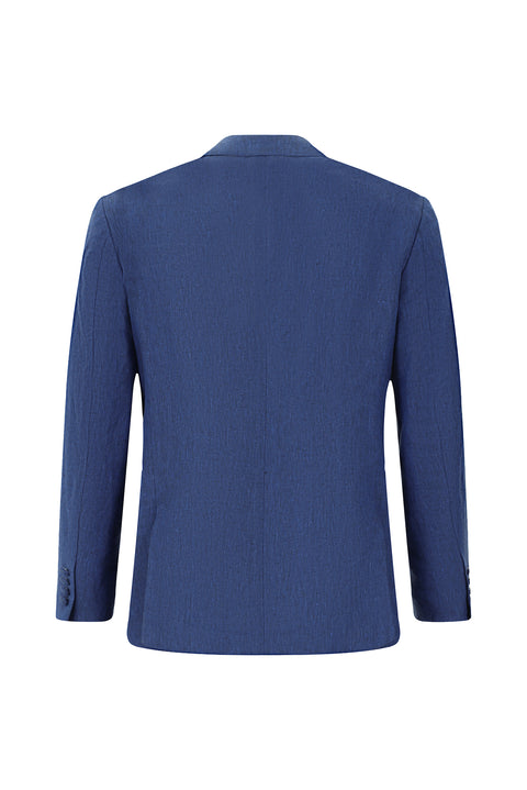 Medium Navy 8 Drop Muscle Fit Long Athletic Cut Pointed Collar Linen Blend Tuxedo & Groom Suit