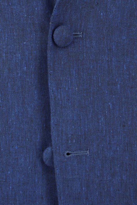 Medium Navy 8 Drop Muscle Fit Long Athletic Cut Pointed Collar Linen Blend Tuxedo & Groom Suit
