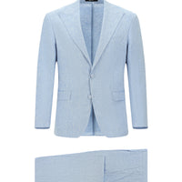 Light Blue 6 Drop Regular Fit Standard Cut Pointed Collar Linen Tuxedo & Groom Suit