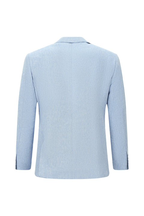Light Blue 6 Drop Regular Fit Standard Cut Pointed Collar Linen Tuxedo & Groom Suit