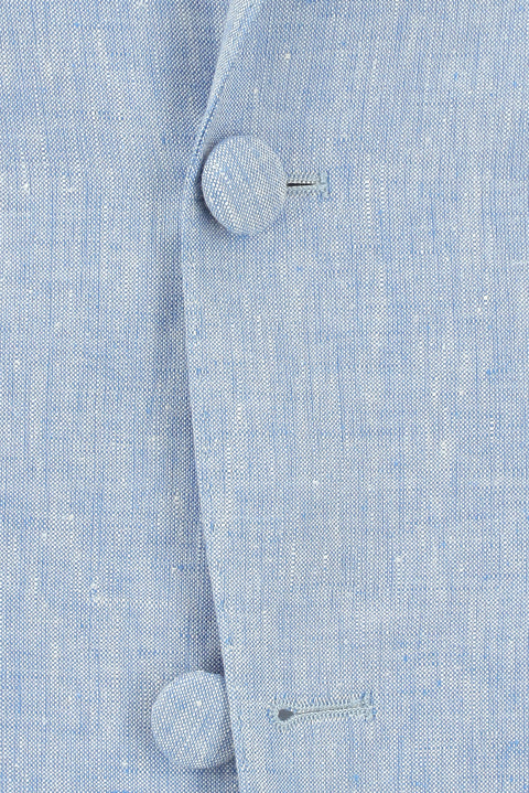 Light Blue 8 Drop Muscle Fit Long Athletic Cut Pointed Collar Linen Blend Tuxedo & Groom Suit