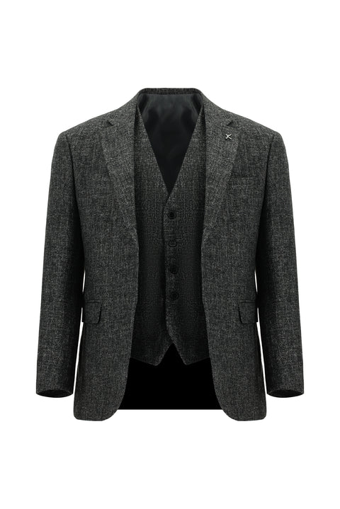 Medium Anthracite 7 Drop Slim Fit Narrow Cut Wool Combination Vest Suit