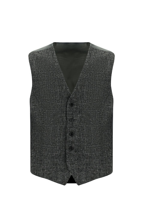 Medium Anthracite 7 Drop Slim Fit Narrow Cut Wool Combination Vest Suit