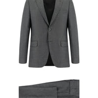 Medium Gray 4-Drop Relaxed Fit Patterned Suit