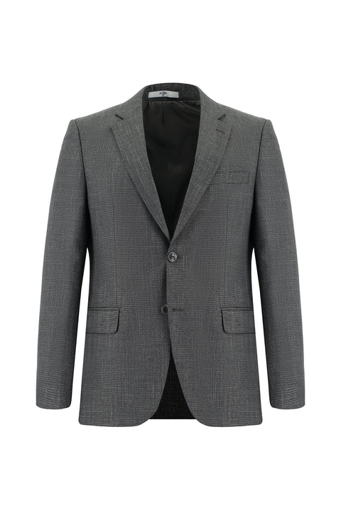Medium Gray 4-Drop Relaxed Fit Patterned Suit