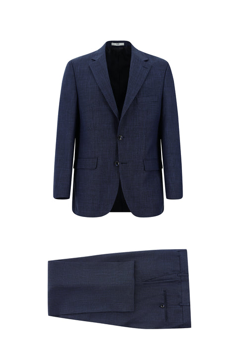 Light Navy Blue 4-Drop Relaxed Fit Patterned Suit
