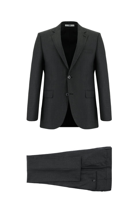 Dark Anthracite 4-Drop Relaxed Fit Patterned Suit