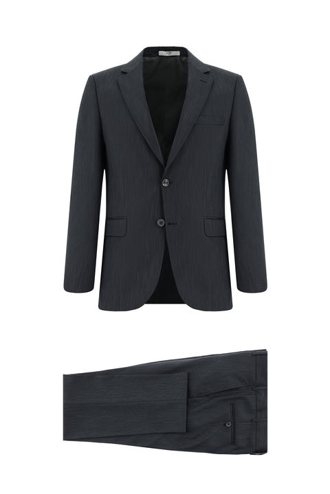 Medium Gray 6 Drop Regular Fit Standard Cut Patterned Suit