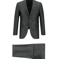 Medium Gray 7 Drop Slim Fit Patterned Suit