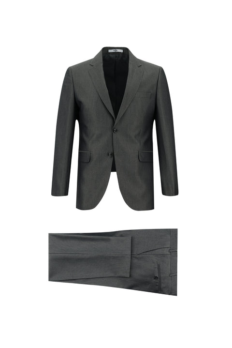 Medium Gray 7 Drop Slim Fit Patterned Suit