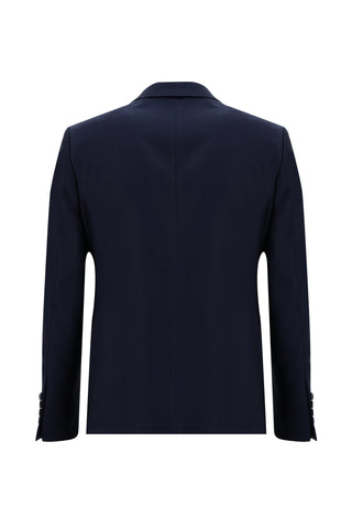  Koyu Lacivert 7 Drop Slim Fit Dar Kesim Desenli Takım Elbise