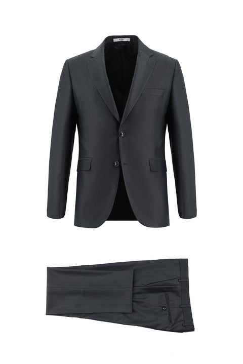 Dark Anthracite 7 Drop Slim Fit Patterned Suit