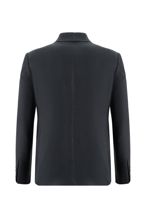 Dark Anthracite 7 Drop Slim Fit Patterned Suit
