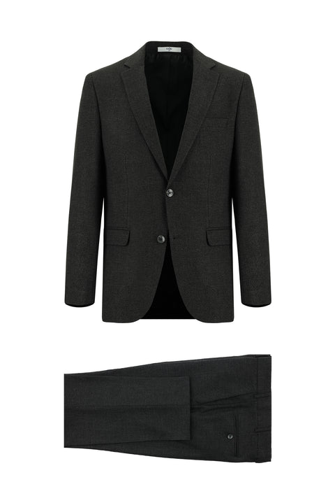 Dark Anthracite 6 Drop Regular Fit Standard Cut Patterned Suit