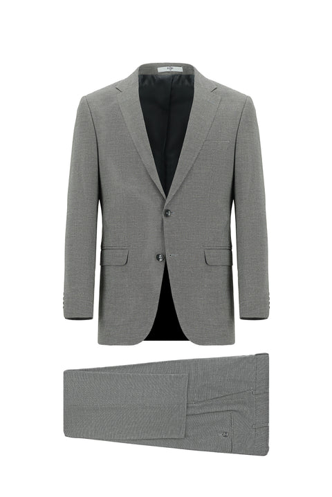 Light Gray 6 Drop Regular Fit Standard Cut Patterned Suit