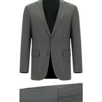 Medium Gray 4-Drop Relaxed Fit Patterned Suit