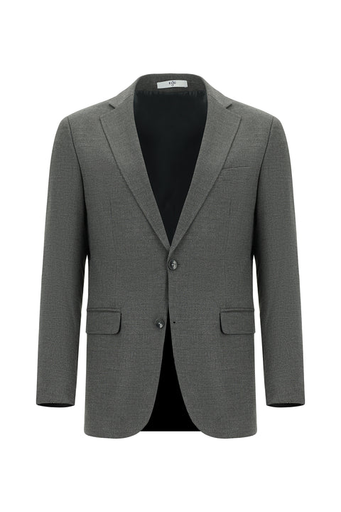 Medium Gray 6 Drop Regular Fit Standard Cut Patterned Suit