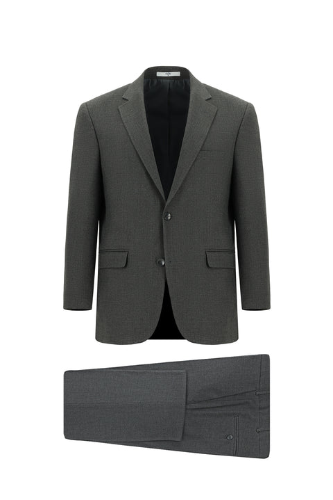 Dark Gray 4-Drop Relaxed Fit Patterned Suit