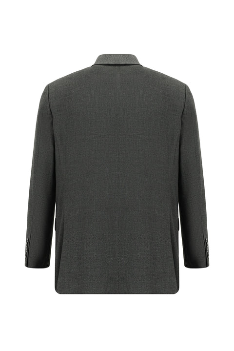 Dark Gray 7 Drop Slim Fit Patterned Suit