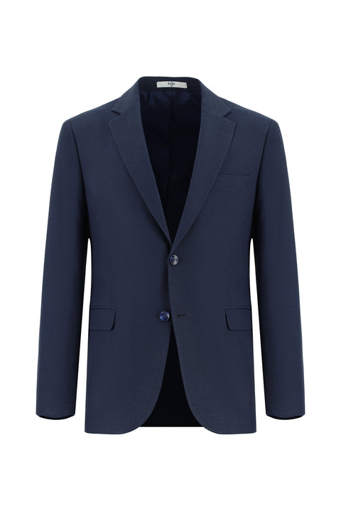Medium Navy 4-Drop Relaxed Fit Patterned Suit