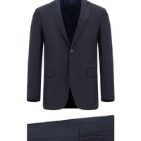Dark Navy 4-Drop Relaxed Fit Patterned Suit