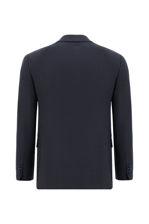 Dark Navy 7 Drop Slim Fit Patterned Suit