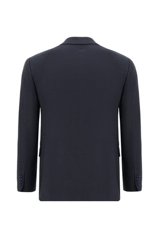  Koyu Lacivert 7 Drop Super Slim Fit Eksra Dar Kesim Desenli Takım Elbise
