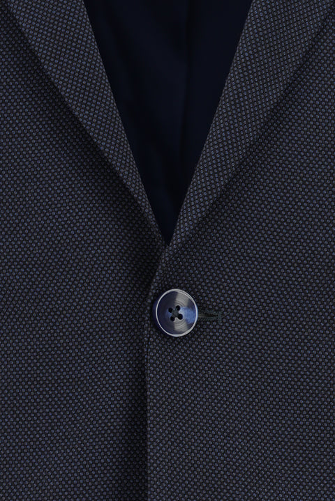 Dark Navy 4-Drop Relaxed Fit Patterned Suit