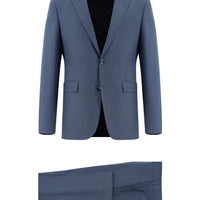 Dark Blue 6 Drop Regular Fit Standard Cut Patterned Suit