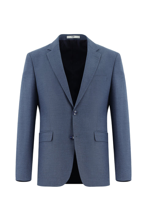 Koyu Mavi  4 Drop Relaxed Fit Rahat Kesim Desenli Takım Elbise