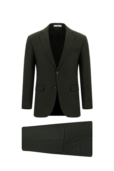 Dark Khaki 7 Drop Super Slim Fit Extra Narrow Cut Patterned Suit