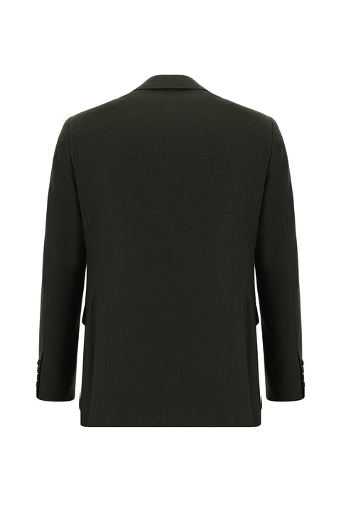 Dark Khaki 4-Drop Relaxed Fit Patterned Suit