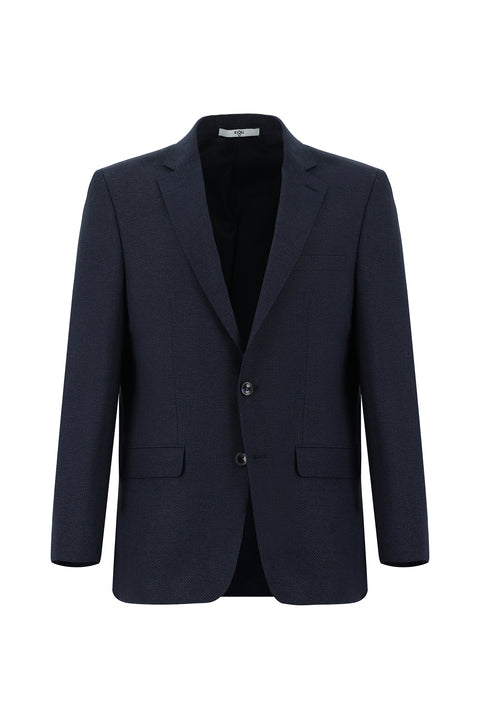 Dark Navy 6 Drop Regular Fit Standard Cut Patterned Suit