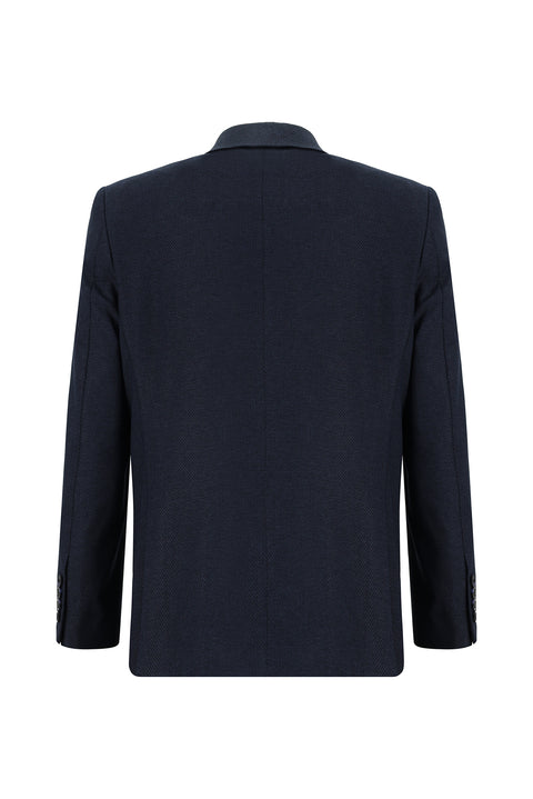 Dark Navy 4-Drop Relaxed Fit Patterned Suit