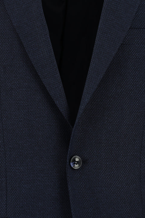 Dark Navy 4-Drop Relaxed Fit Patterned Suit