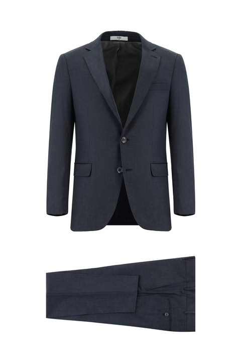Dark Gray 6 Drop Regular Fit Standard Cut Patterned Suit